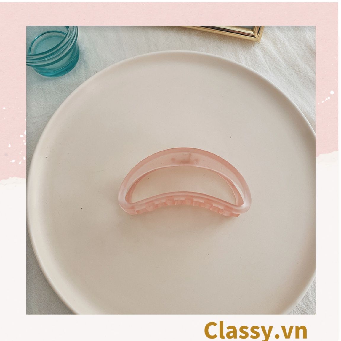 PK947 Kẹp càng cua kiểu mới; Tông màu hồng Họa tiết thạch jelly tông xanh thiên thanh thanh lịch nhiều kích thước