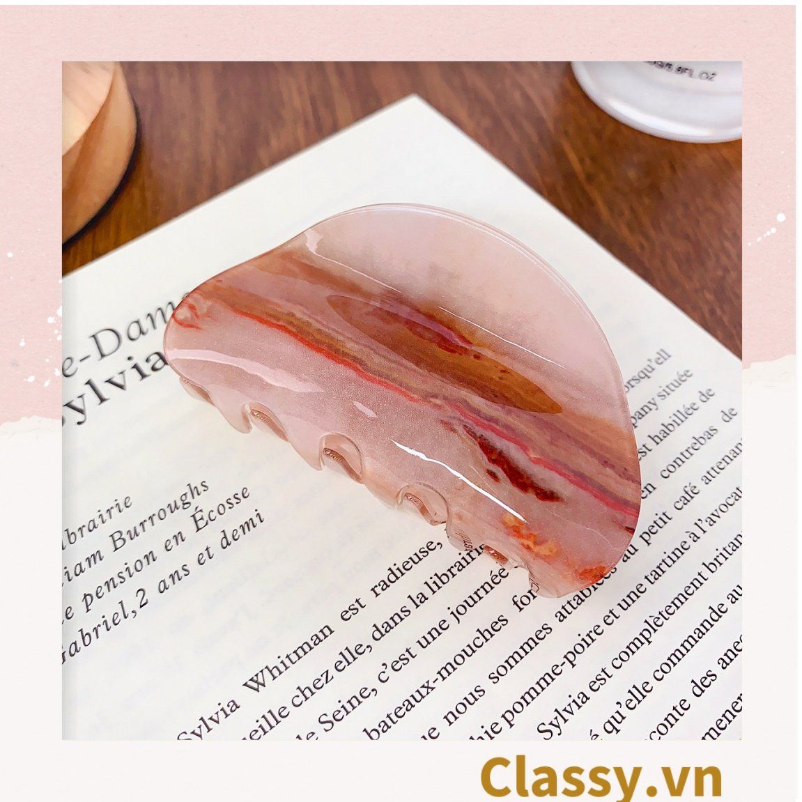 PK947 Kẹp càng cua kiểu mới; Tông màu hồng Họa tiết thạch jelly tông xanh thiên thanh thanh lịch nhiều kích thước