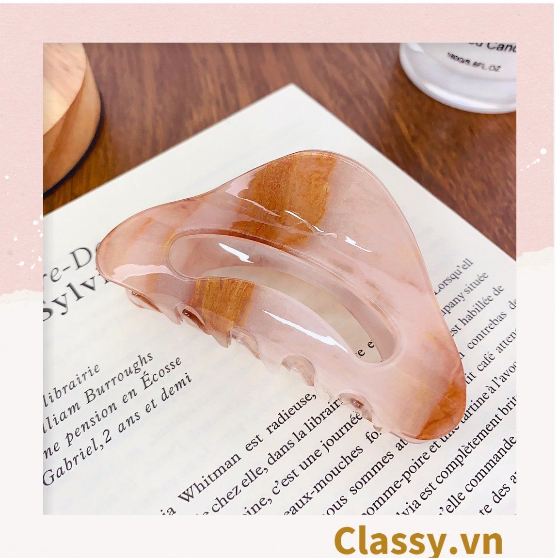 PK947 Kẹp càng cua kiểu mới; Tông màu hồng Họa tiết thạch jelly tông xanh thiên thanh thanh lịch nhiều kích thước