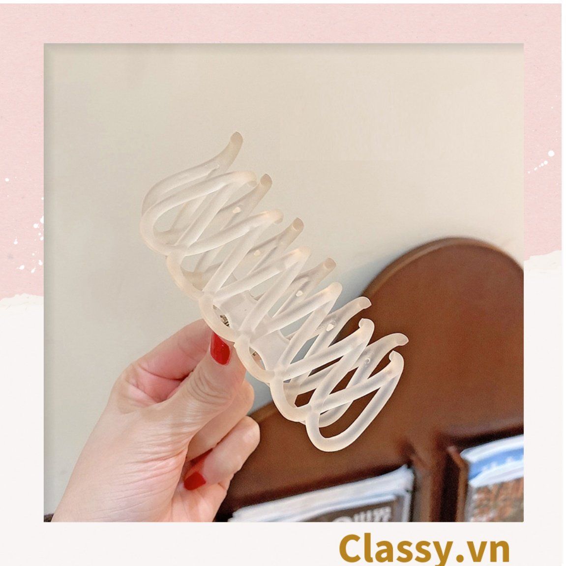 PK947 Kẹp càng cua kiểu mới; Tông màu hồng Họa tiết thạch jelly tông xanh thiên thanh thanh lịch nhiều kích thước