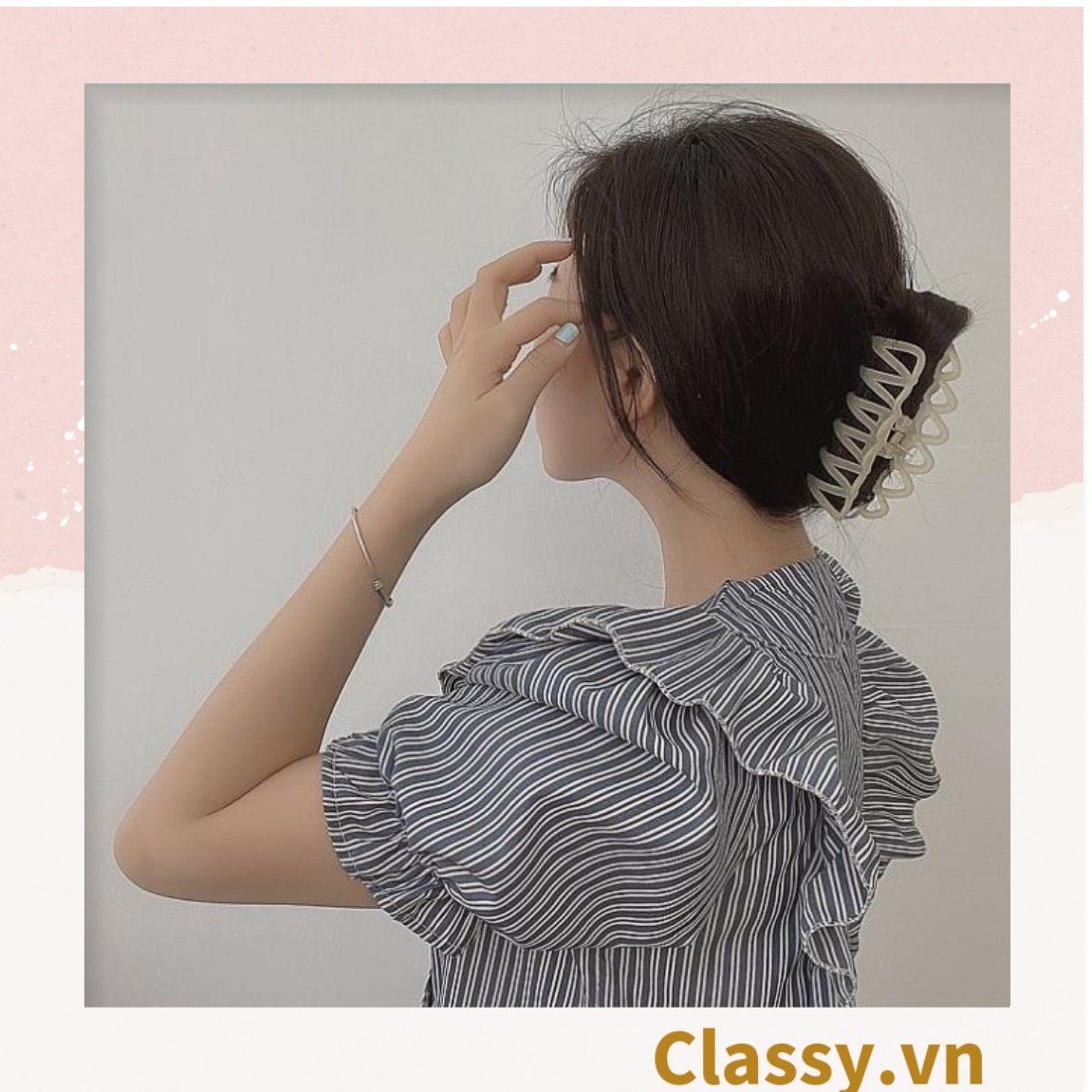 PK947 Kẹp càng cua kiểu mới; Tông màu hồng Họa tiết thạch jelly tông xanh thiên thanh thanh lịch nhiều kích thước