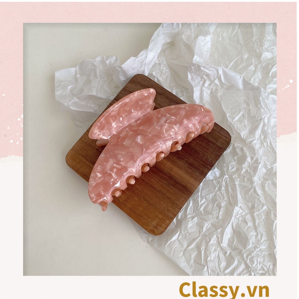 Kẹp càng cua kiểu mới; Tông màu hồng Họa tiết thạch jelly tông jồng thanh lịch nhiều kích thước PK947