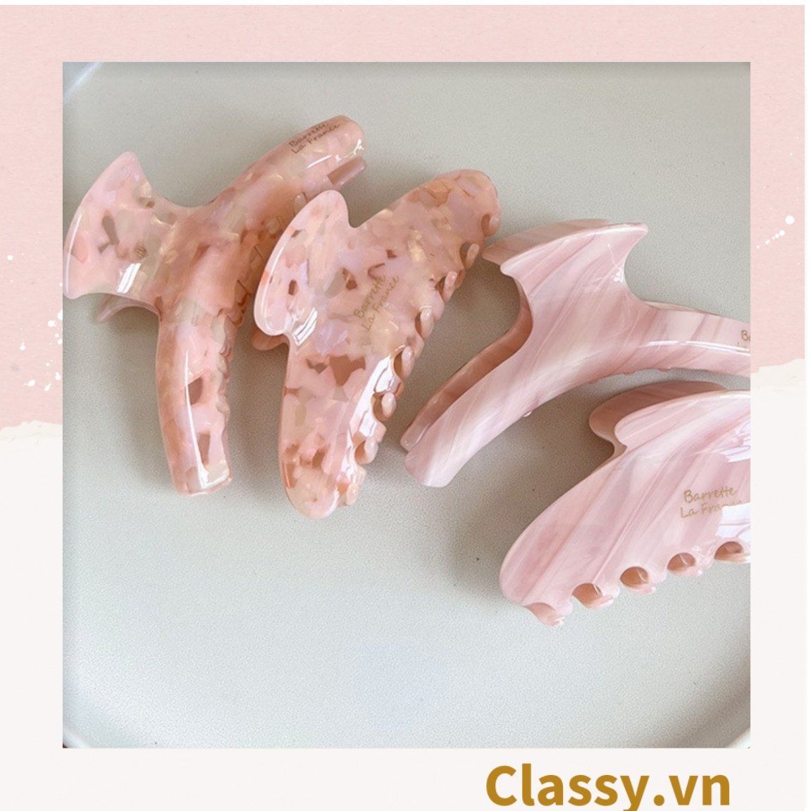 PK947 Kẹp càng cua kiểu mới; Tông màu hồng Họa tiết thạch jelly tông xanh thiên thanh thanh lịch nhiều kích thước