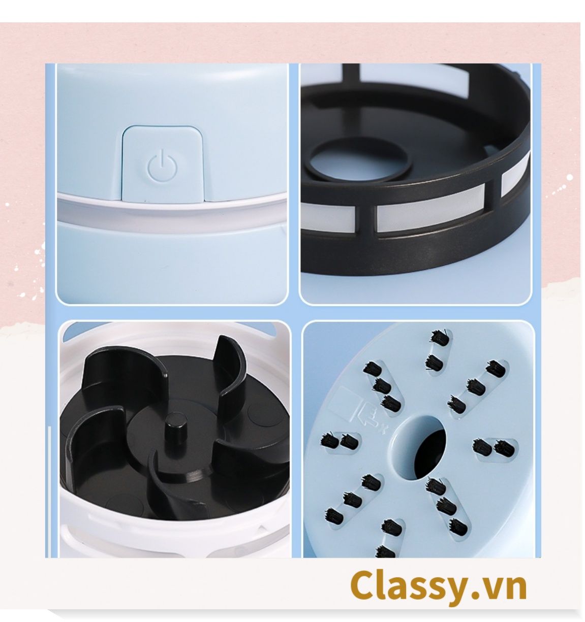 PK949 Máy Hút Bụi Mini Cầm Tay trơn màu, Không Dây Để Bàn Tiện Dụng dùng hút bụi bàn học, ô tô