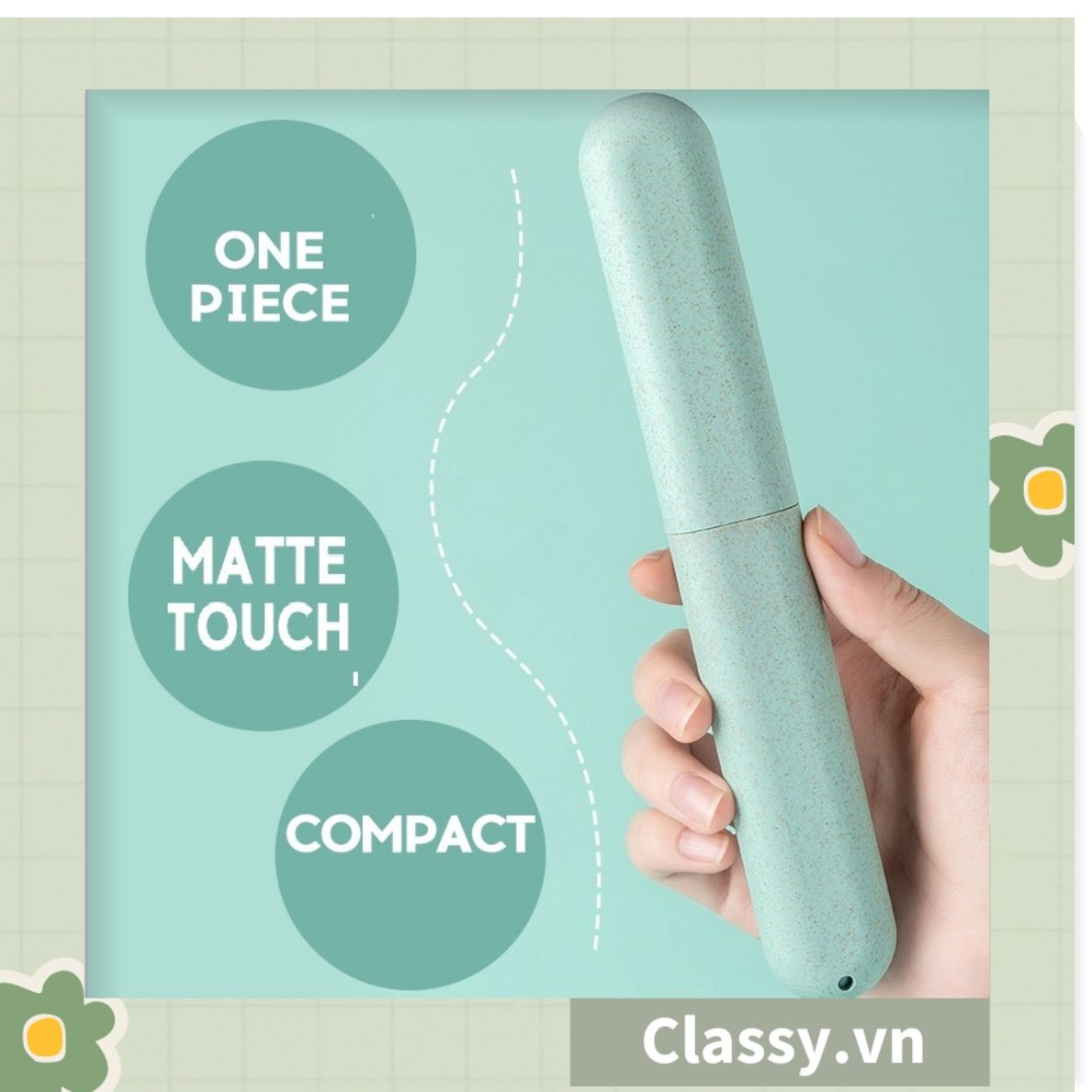 PK950 Hộp chứa bàn chải đi du lịch tiện lợi chất liệu lúa mạch, chất liệu tự nhiên thân thiện với môi trường