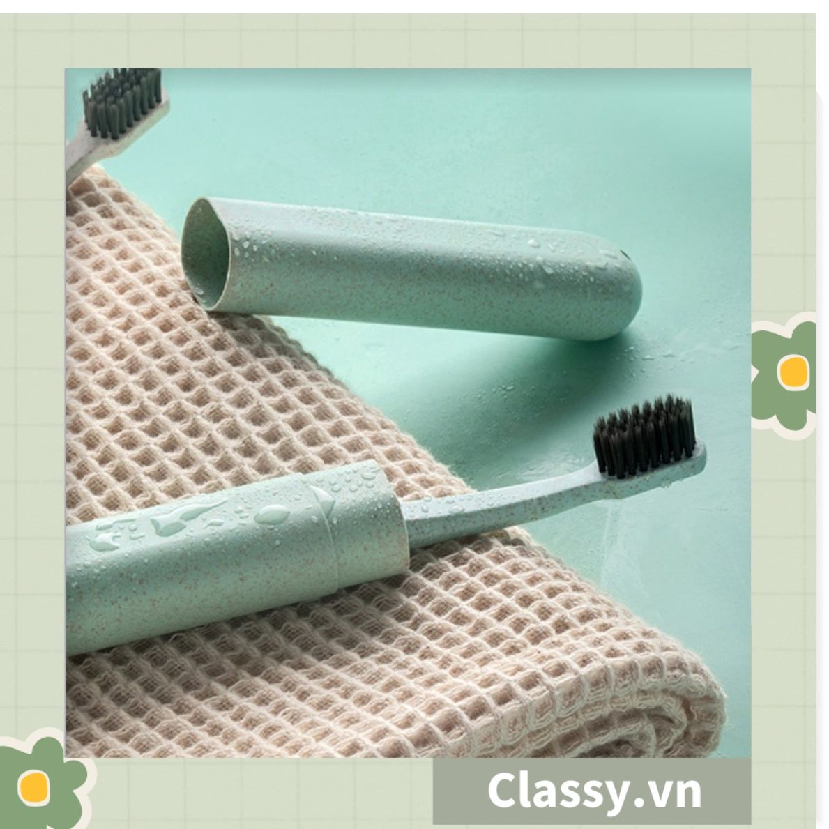 PK950 Hộp chứa bàn chải đi du lịch tiện lợi chất liệu lúa mạch, chất liệu tự nhiên thân thiện với môi trường