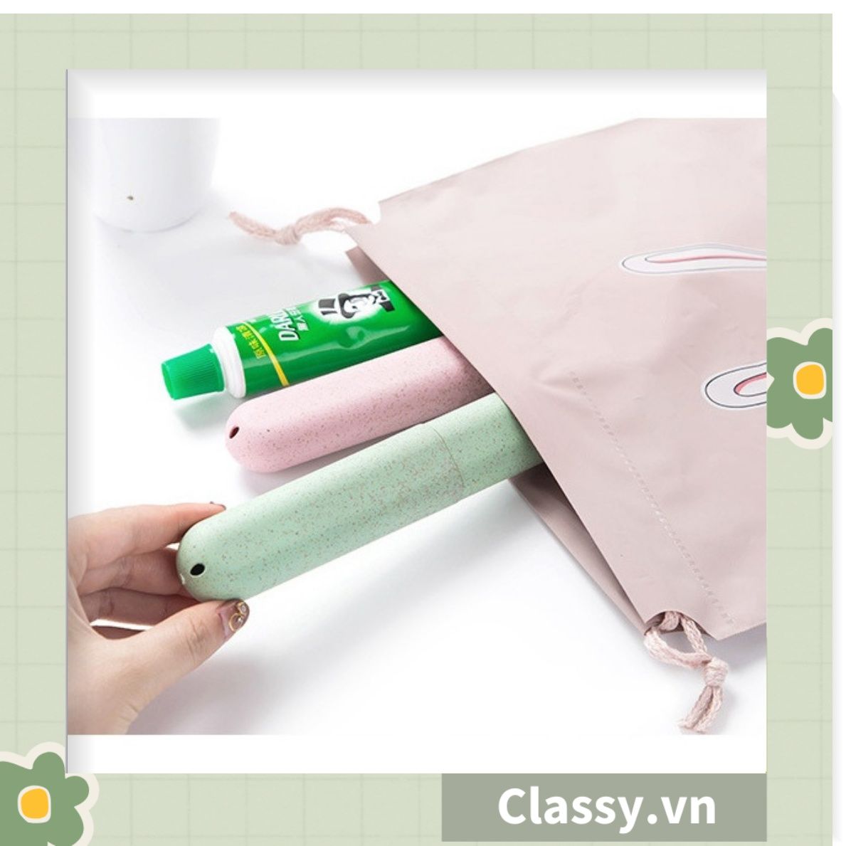 PK950 Hộp chứa bàn chải đi du lịch tiện lợi chất liệu lúa mạch, chất liệu tự nhiên thân thiện với môi trường