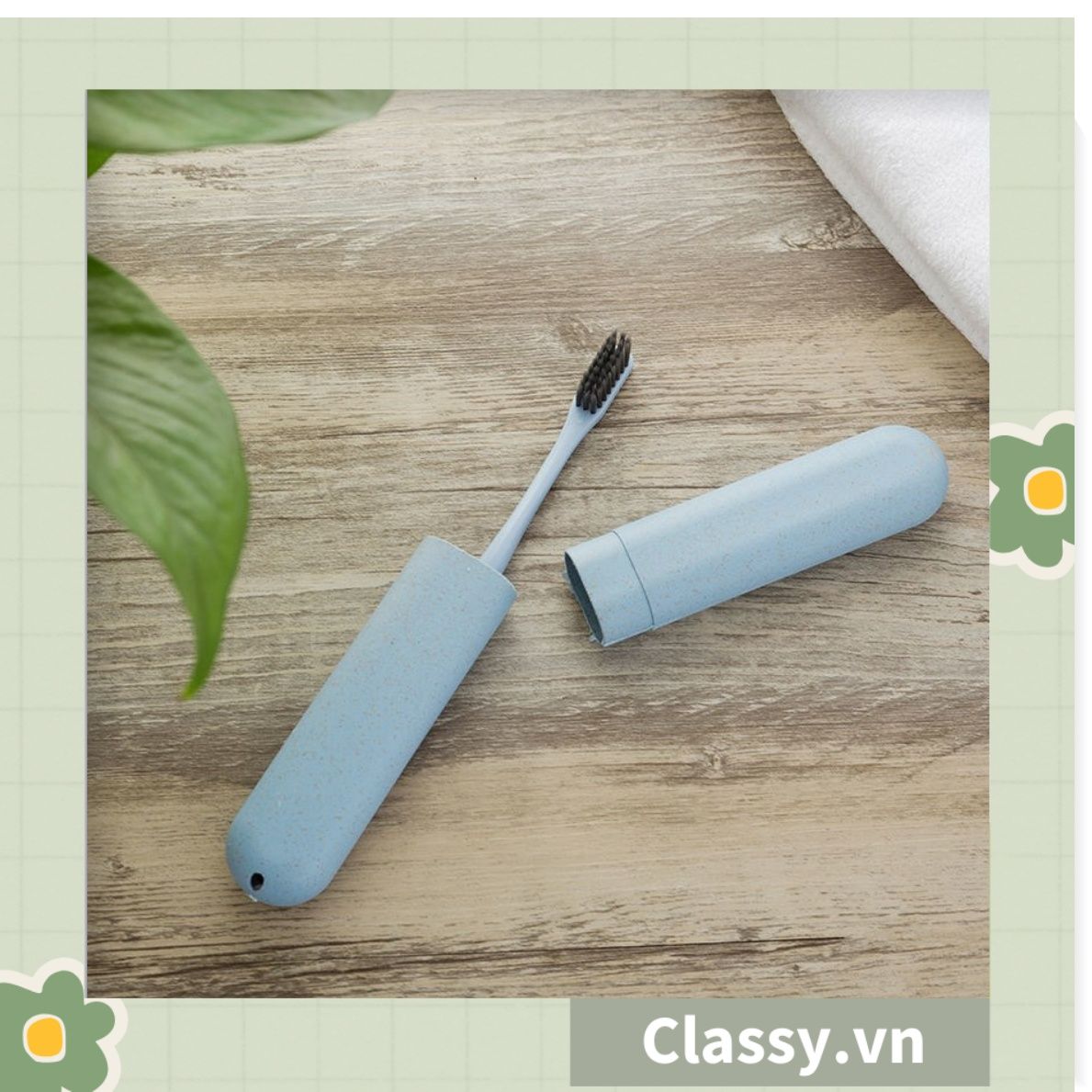 PK950 Hộp chứa bàn chải đi du lịch tiện lợi chất liệu lúa mạch, chất liệu tự nhiên thân thiện với môi trường