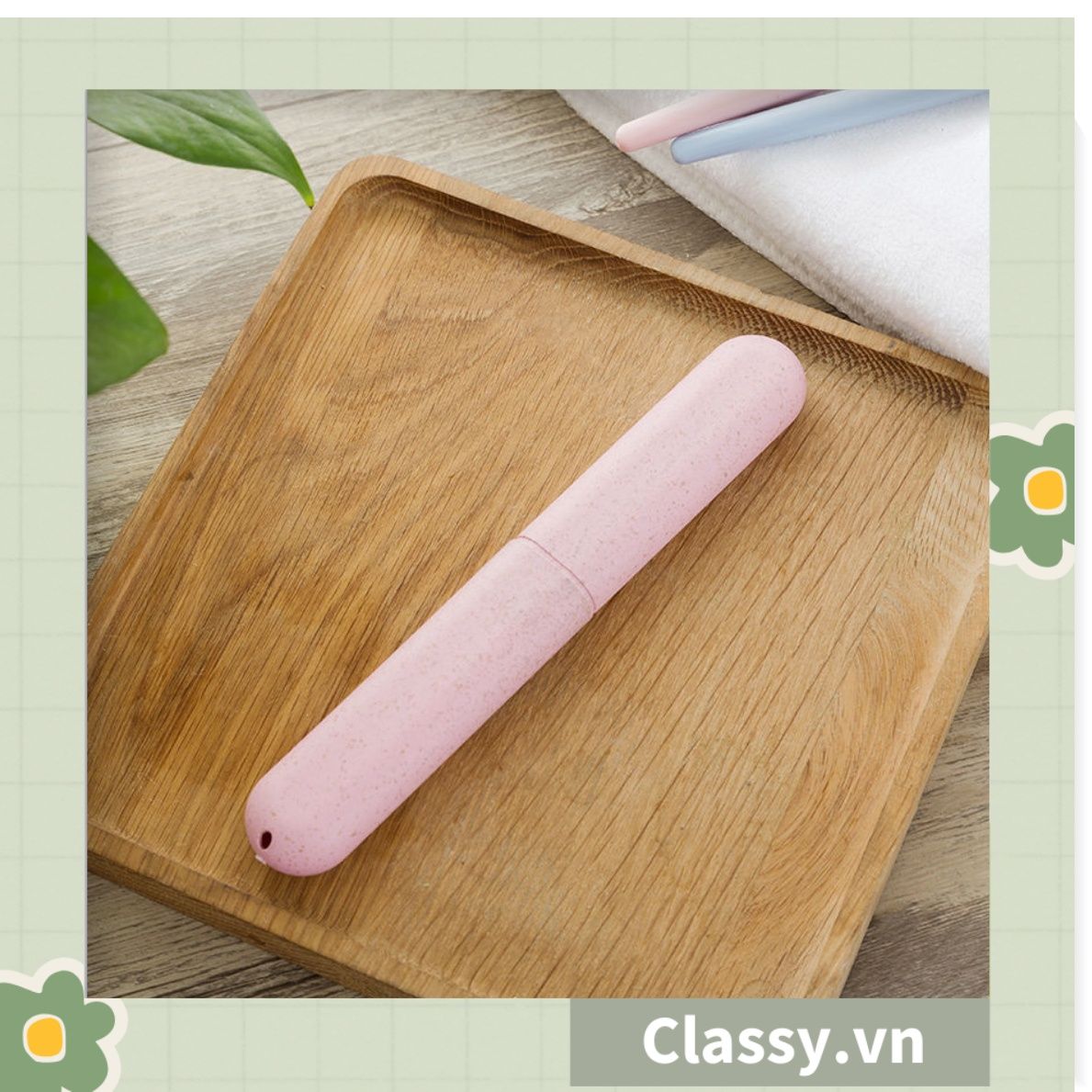 PK950 Hộp chứa bàn chải đi du lịch tiện lợi chất liệu lúa mạch, chất liệu tự nhiên thân thiện với môi trường