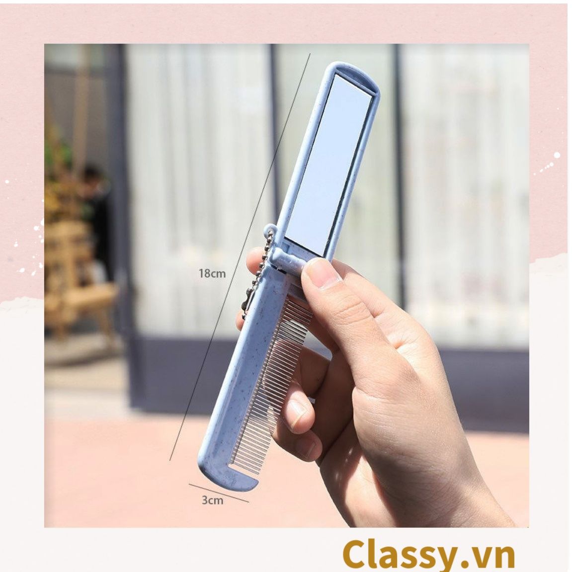 PK951 Lược Mini kèm gương có thể gấp lại, gọn nhẹ, tiện dụng, xinh xắn họa tiết động vật