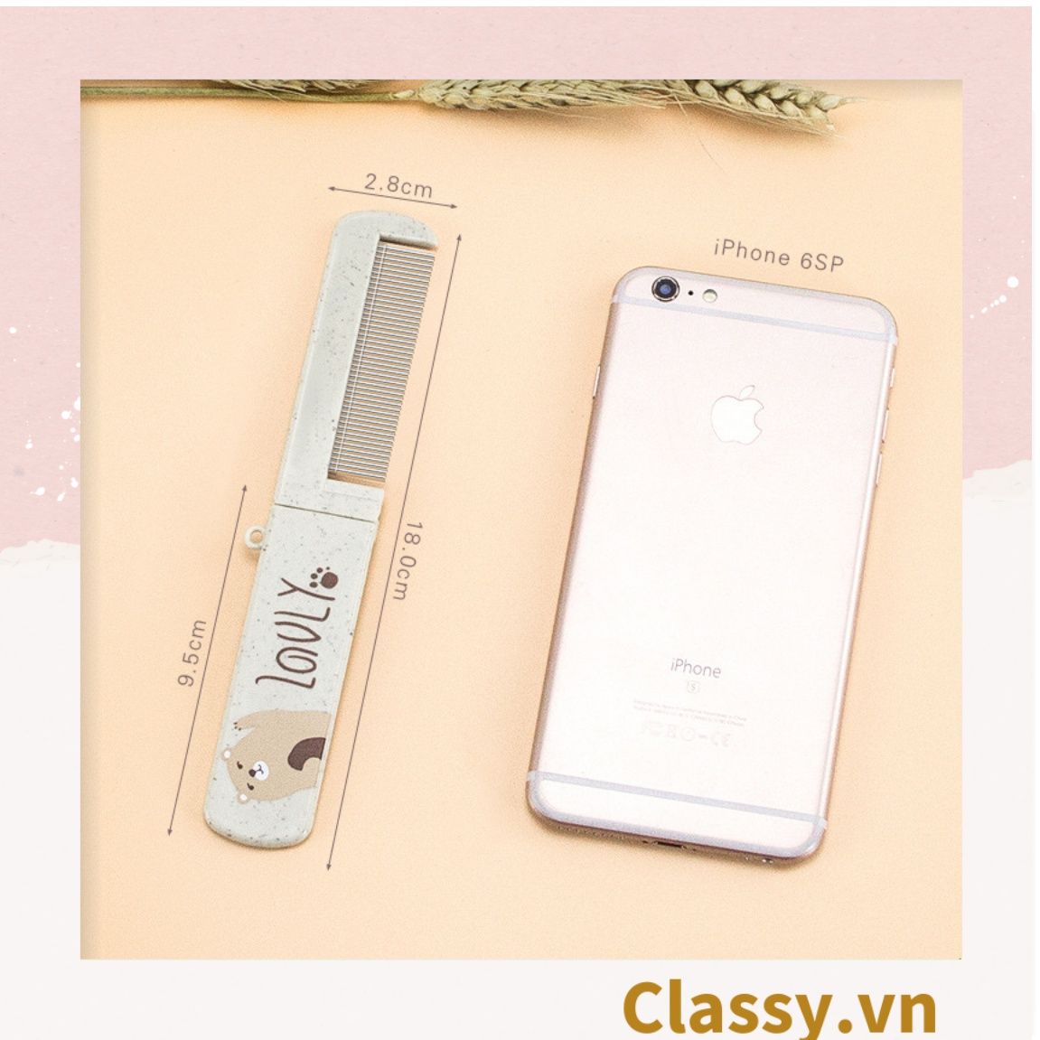 PK951 Lược Mini kèm gương có thể gấp lại, gọn nhẹ, tiện dụng, xinh xắn họa tiết động vật