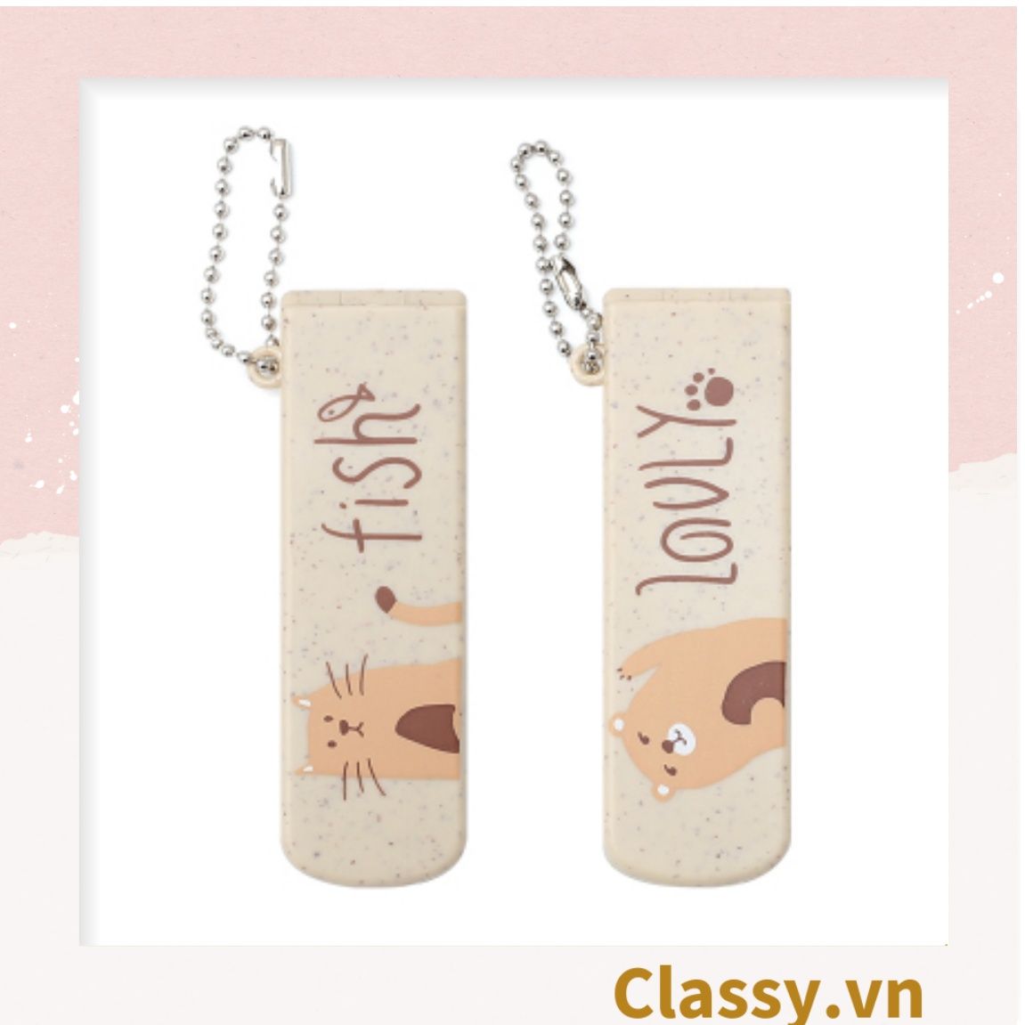 PK951 Lược Mini kèm gương có thể gấp lại, gọn nhẹ, tiện dụng, xinh xắn họa tiết động vật