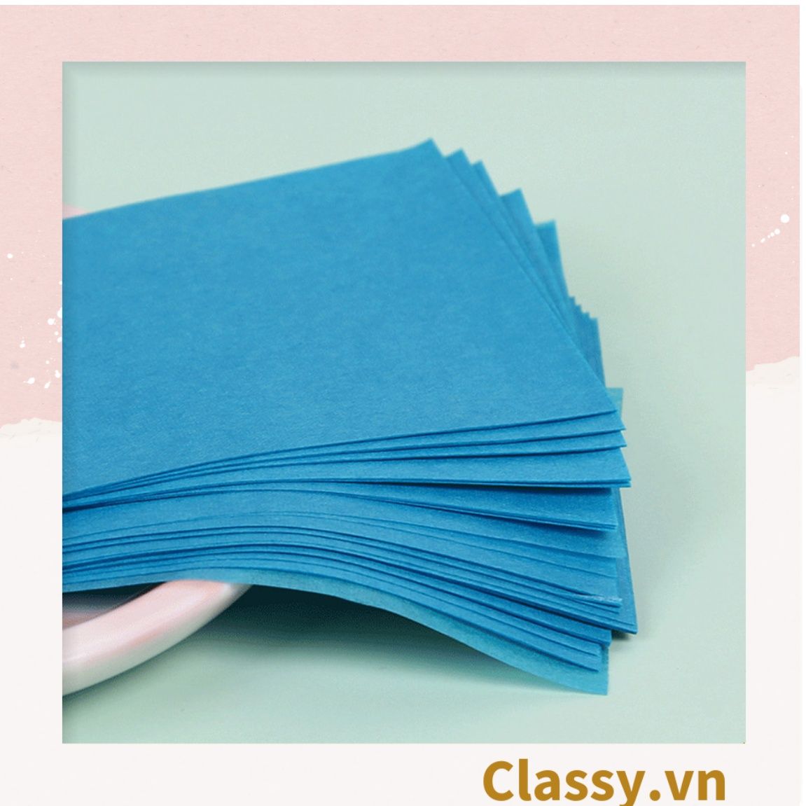 Bộ 50 miếng giấy thấm dầu màu xanh chiết xuất từ hạt lanh dành cho bạn gái Giấy thấm dầu cho da mặt PK954