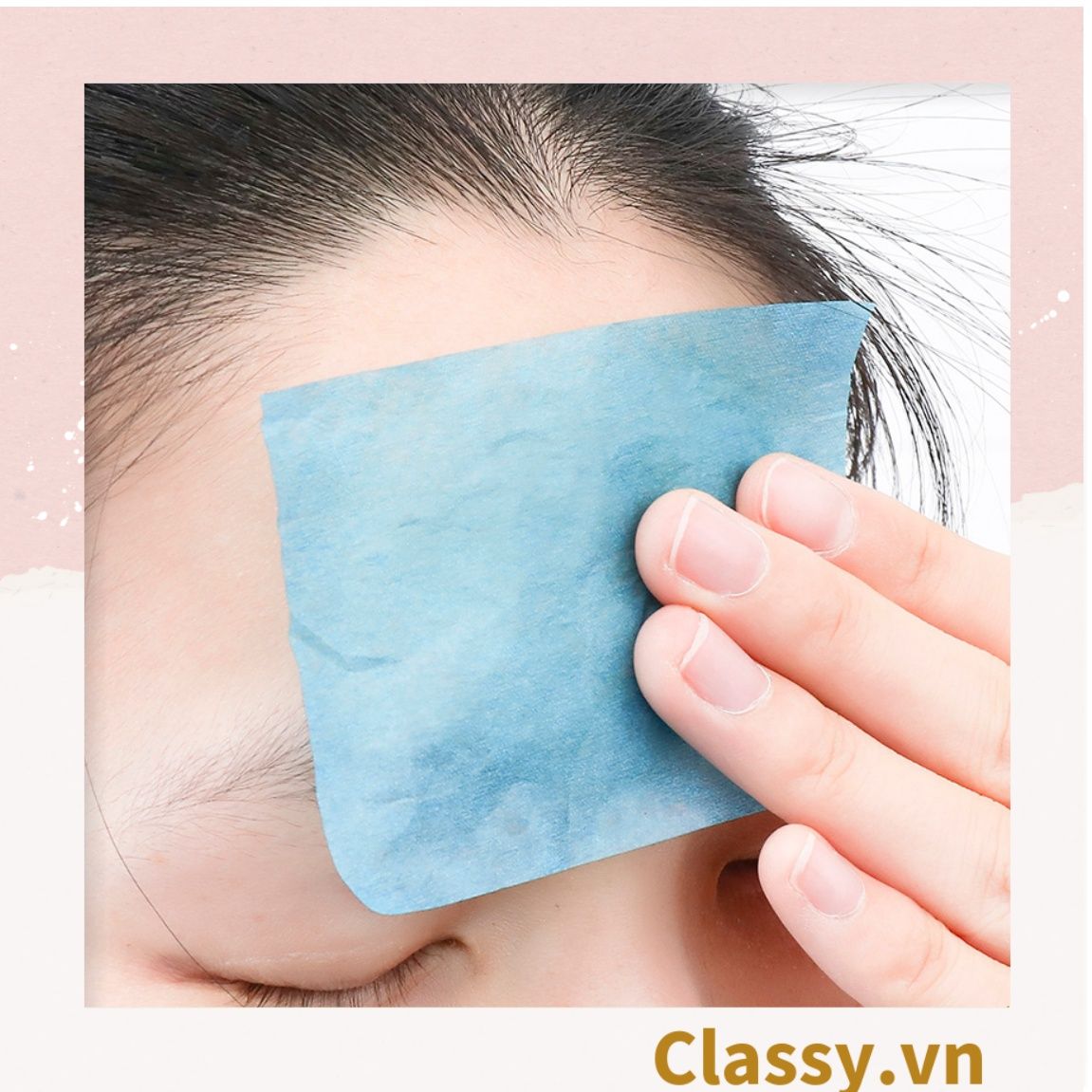Bộ 50 miếng giấy thấm dầu màu xanh chiết xuất từ hạt lanh dành cho bạn gái Giấy thấm dầu cho da mặt PK954