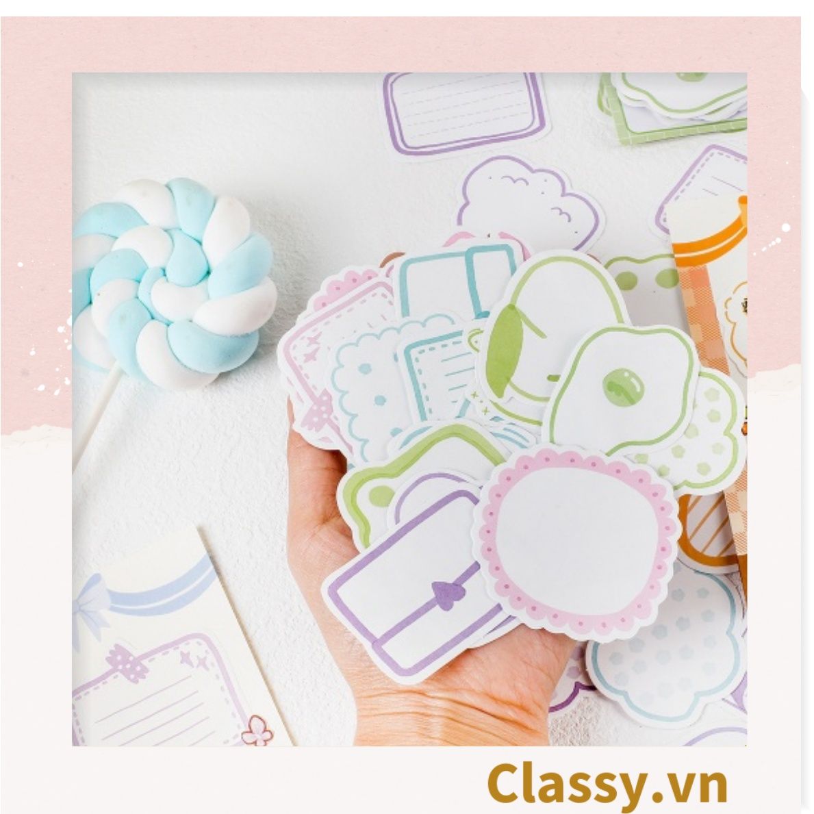  Bộ 90 tờ Giấy ghi chú màu pastel nhiều hình hoạt hình đáng yêu giấy note post it sticker PK958 (không keo) 