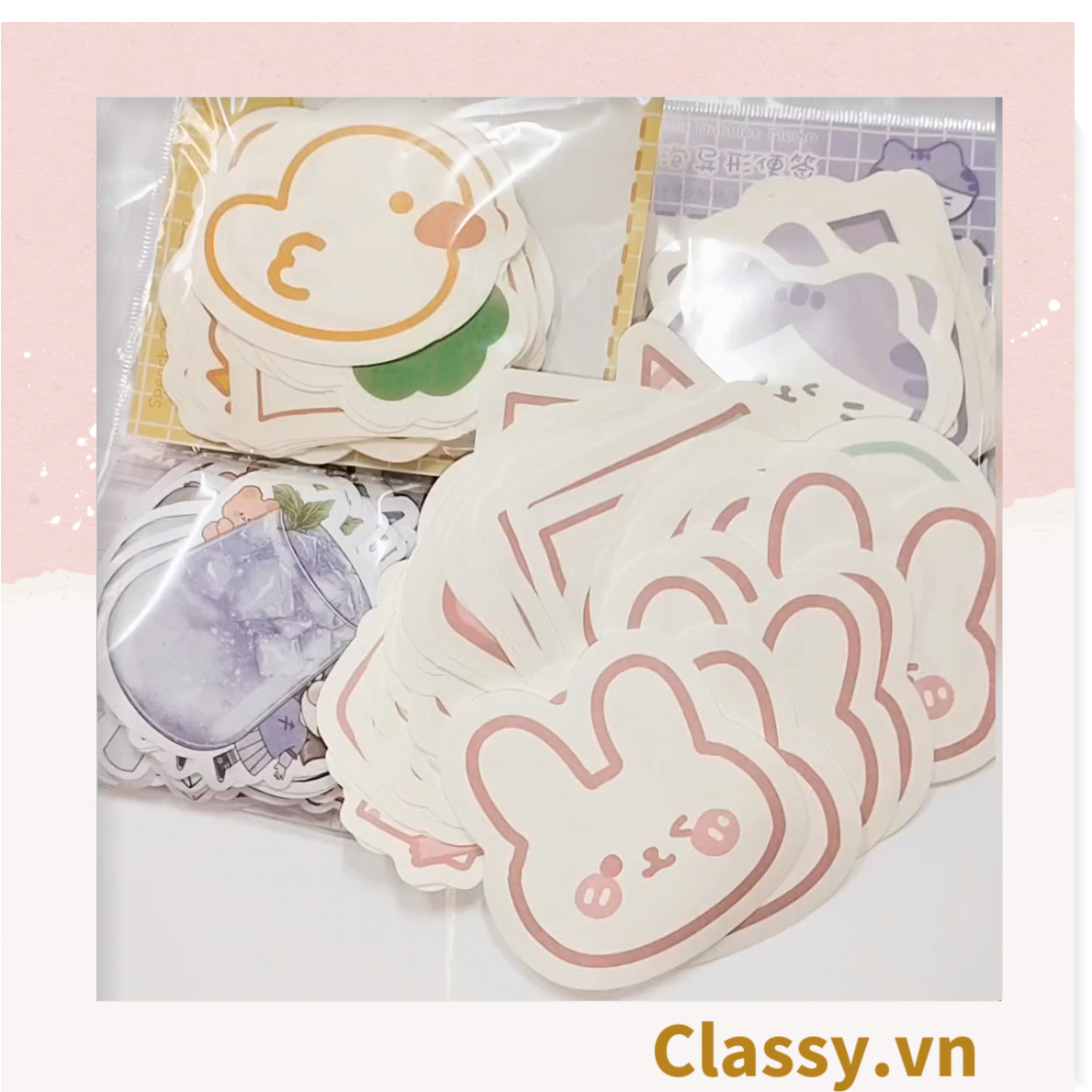Bộ 90 tờ Giấy ghi chú màu pastel nhiều hình hoạt hình đáng yêu giấy note post it sticker PK958 (không keo)
