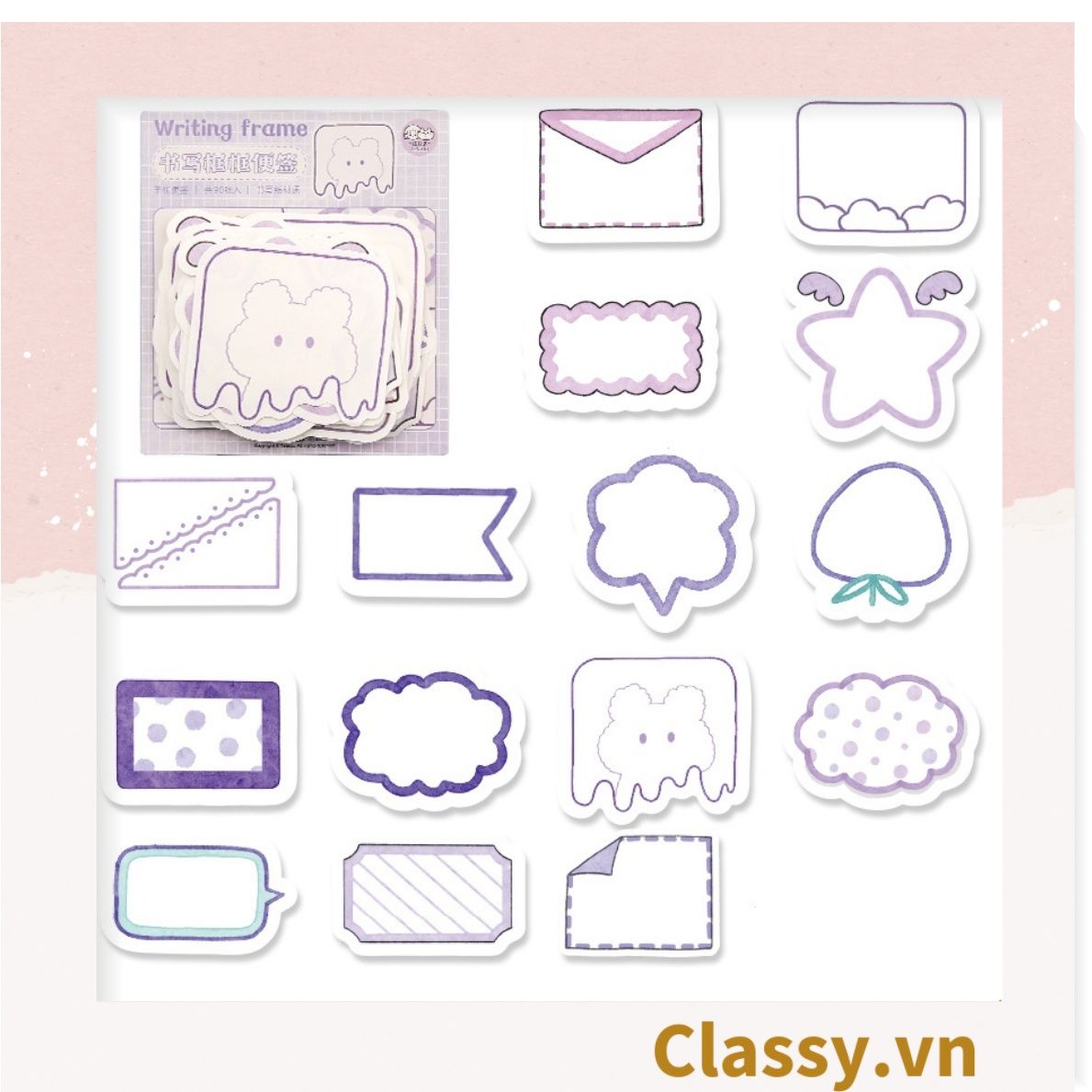 Bộ 90 tờ Giấy ghi chú màu pastel nhiều hình hoạt hình đáng yêu giấy note post it sticker PK958 (không keo)