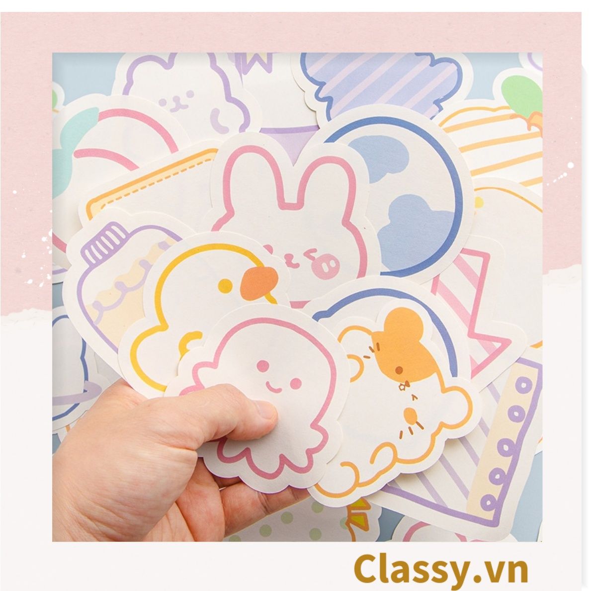 Bộ 90 tờ Giấy ghi chú màu pastel nhiều hình hoạt hình đáng yêu giấy note post it sticker PK958 (không keo)