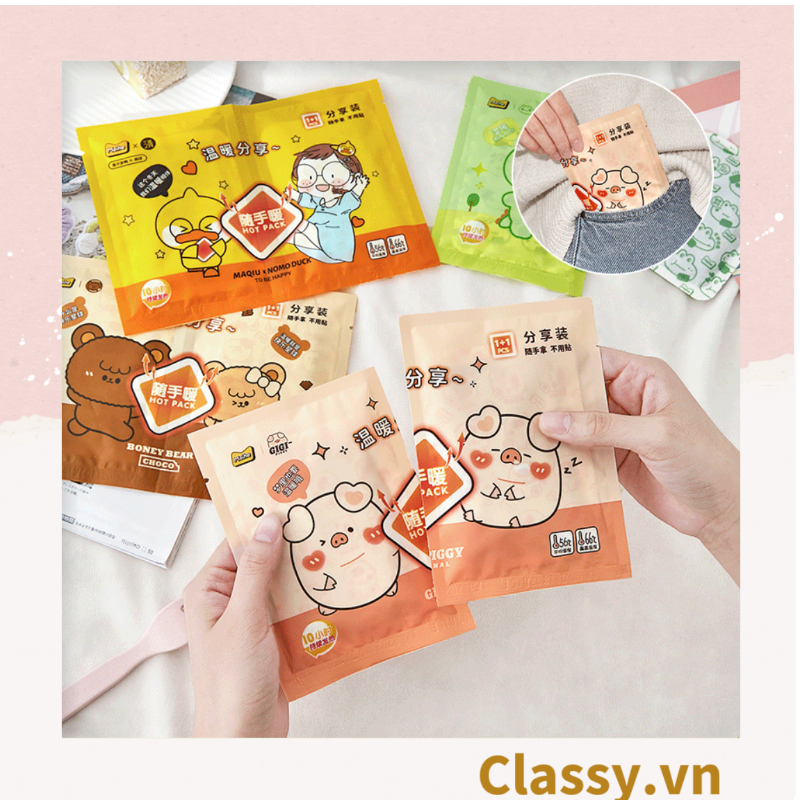 Miếng Dán Giữ Nhiệt Làm Ấm Cơ Thể Cho Mùa Đông/Miếng dán giảm đau bụng nhiều hình ngộ nghĩnh PK971