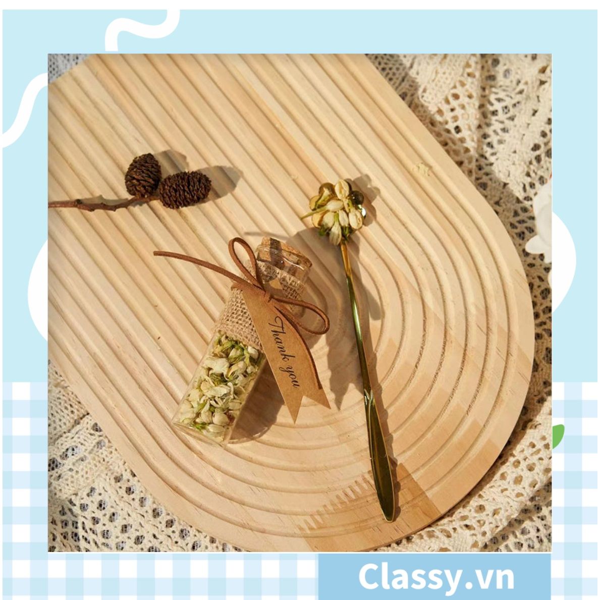 Lọ thủy tinh hình trụ cỡ nhỏ có gắn nút bần 3x10cm, dùng làm đồ trang trí siêu xinh Q1223