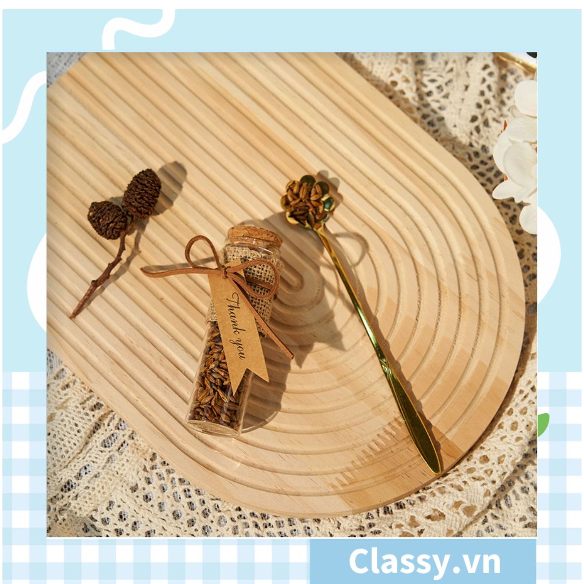 Lọ thủy tinh hình trụ cỡ nhỏ có gắn nút bần 3x10cm, dùng làm đồ trang trí siêu xinh Q1223