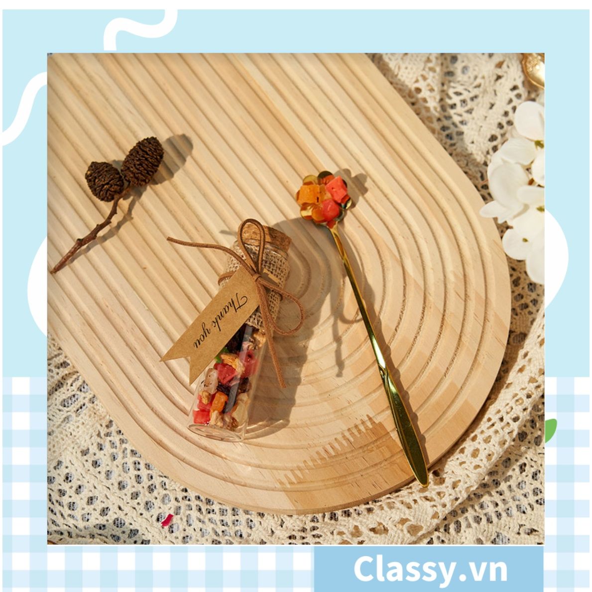 Lọ thủy tinh hình trụ cỡ nhỏ có gắn nút bần 3x10cm, dùng làm đồ trang trí siêu xinh Q1223