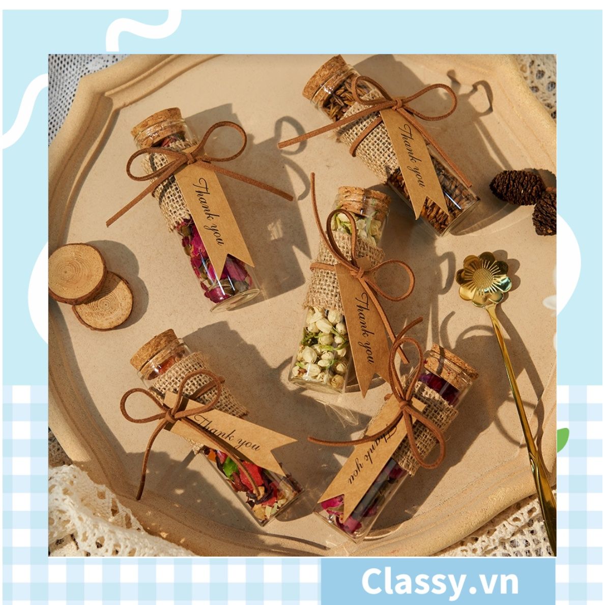 Lọ thủy tinh hình trụ cỡ nhỏ có gắn nút bần 3x10cm, dùng làm đồ trang trí siêu xinh Q1223