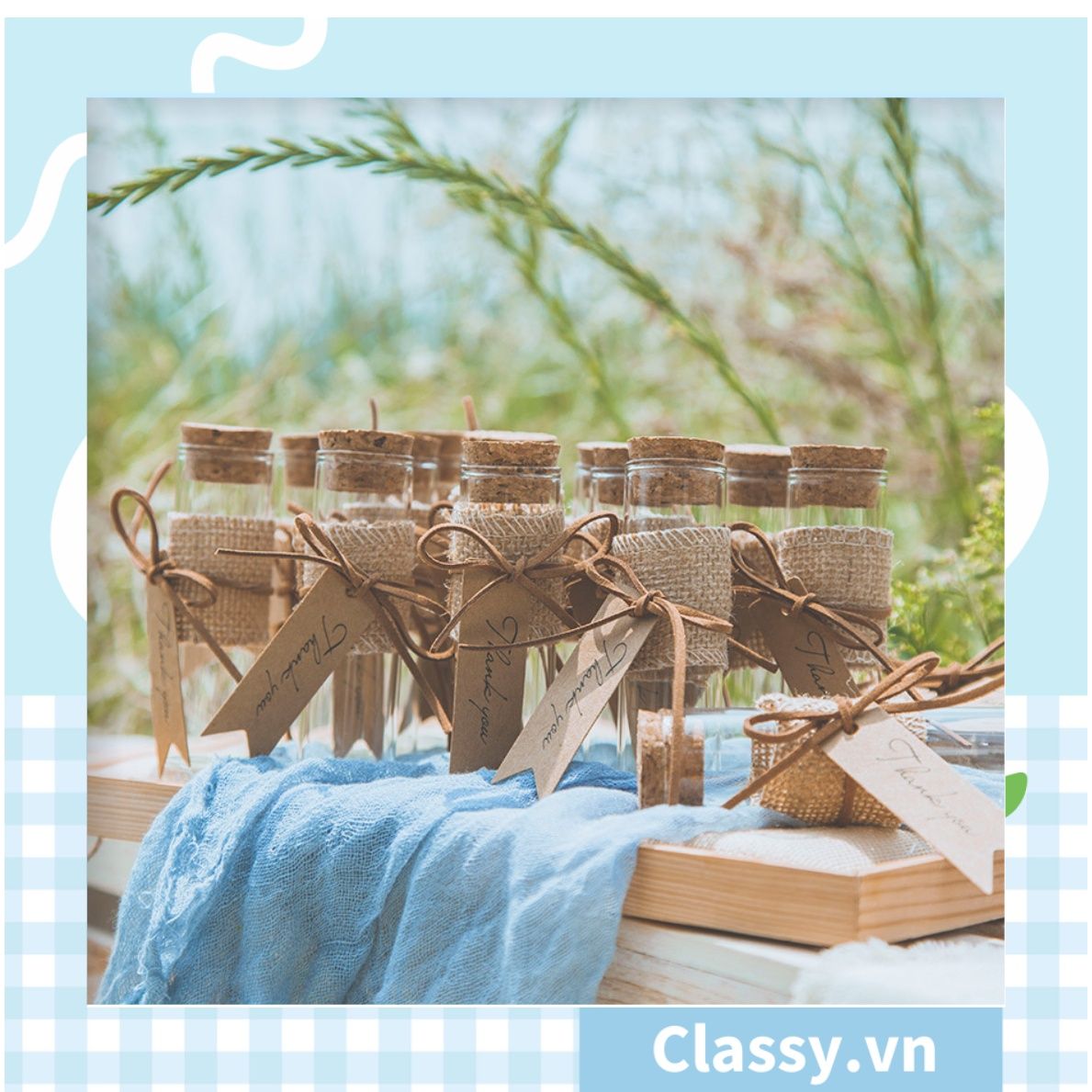 Lọ thủy tinh hình trụ cỡ nhỏ có gắn nút bần 3x10cm, dùng làm đồ trang trí siêu xinh Q1223