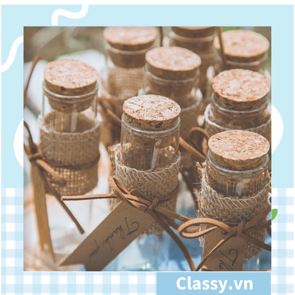 Lọ thủy tinh hình trụ cỡ nhỏ có gắn nút bần 3x10cm, dùng làm đồ trang trí siêu xinh Q1223