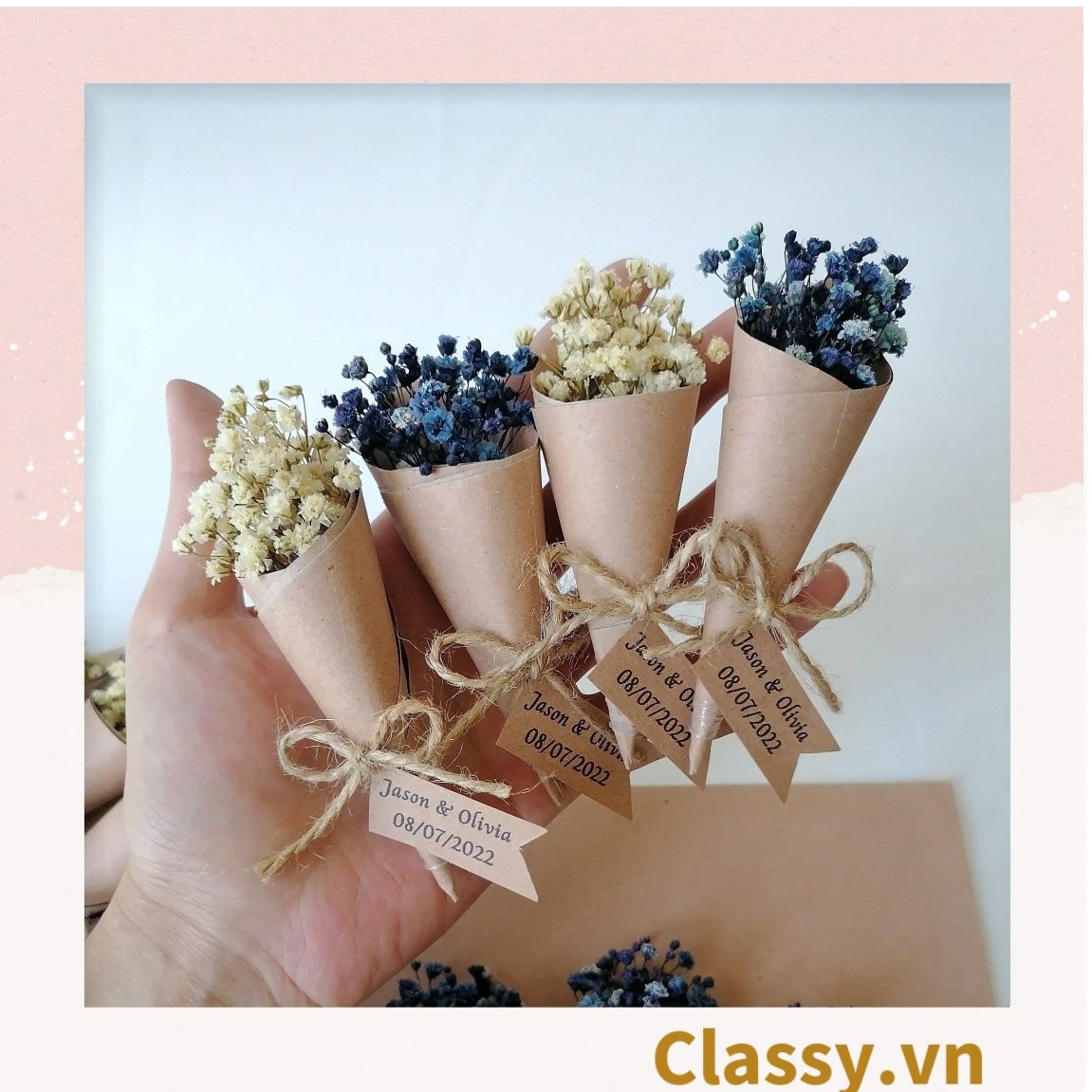  Bó hoa khô mini Classy nhiều màu sắc dùng làm quà tặng, đồ trang trí Q1361 