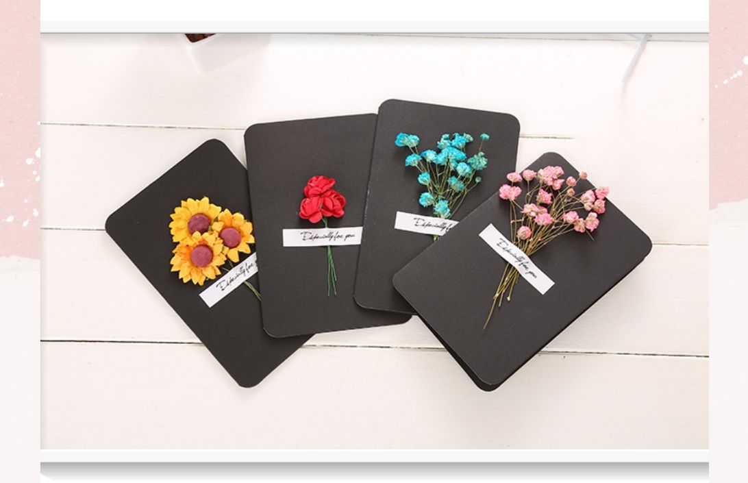 Classy Thiệp chúc mừng, thiệp giáng sinh có gắn hoa khô trang trí Q1366