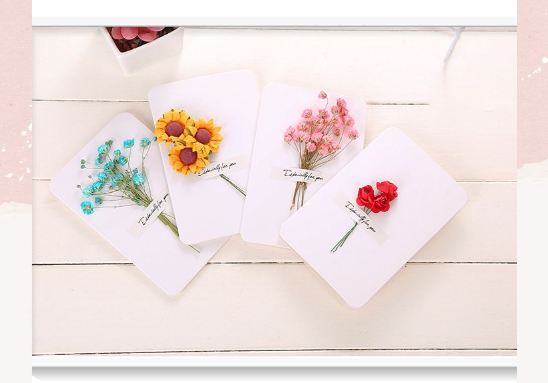 Classy Thiệp chúc mừng, thiệp giáng sinh có gắn hoa khô trang trí Q1366