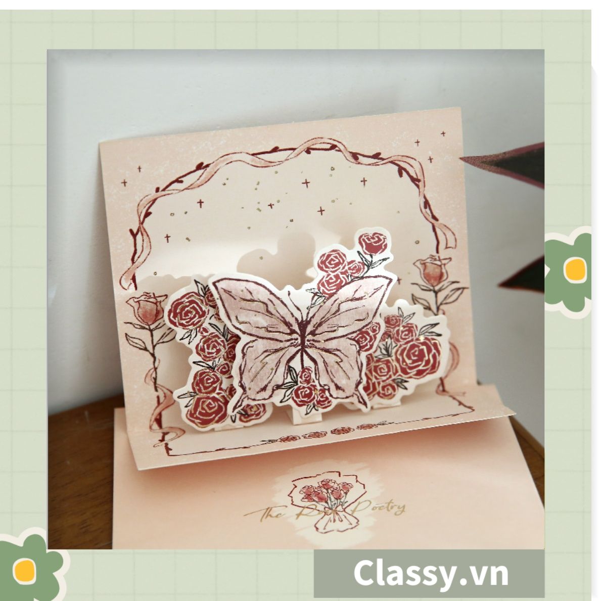  Classy Thiệp in nổi 3D phong cách vintage cổ điển Q1367 