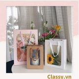  Classy Túi giấy hồng trong suốt kích thước 25x15x35CM dùng làm quà tặng Q1404 