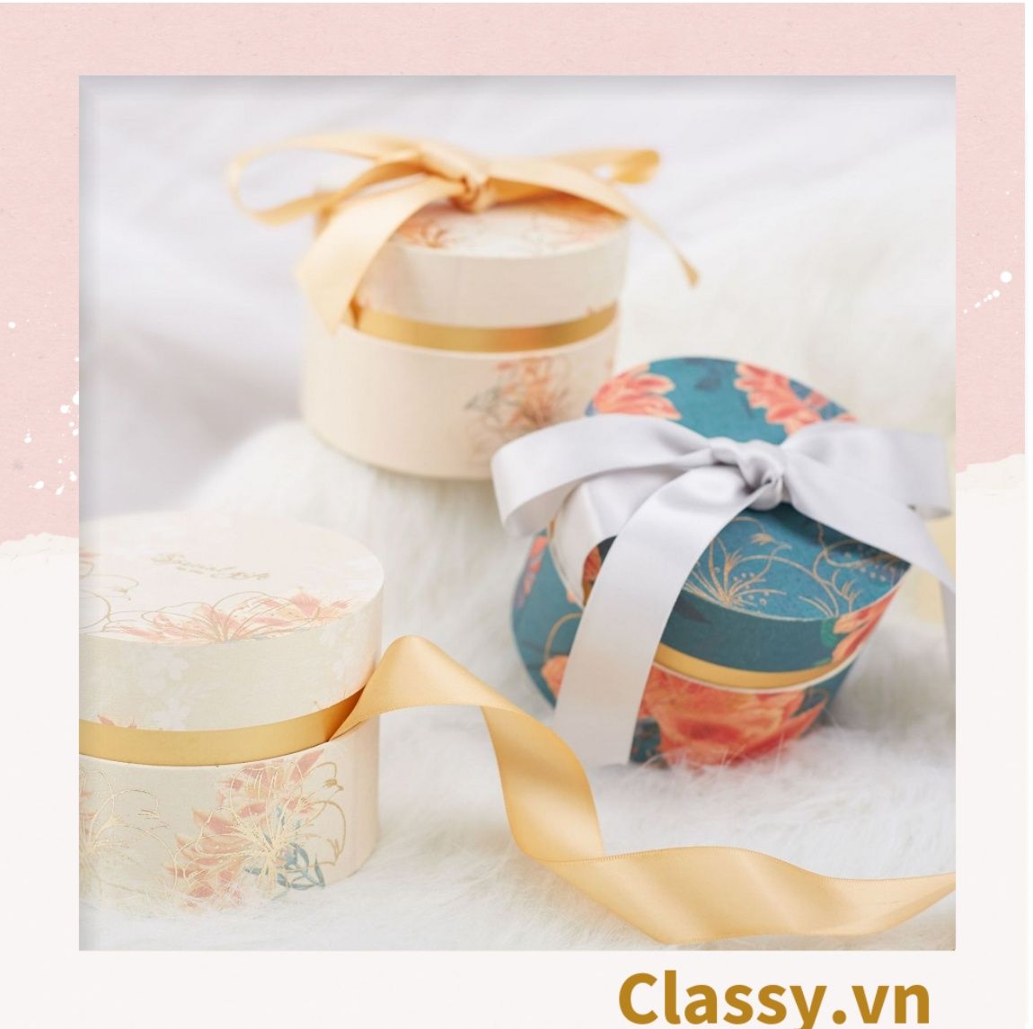 Classy Hộp quà thắt nơ kích thước 11x11x8CM, quà tặng sang trọng Q1481