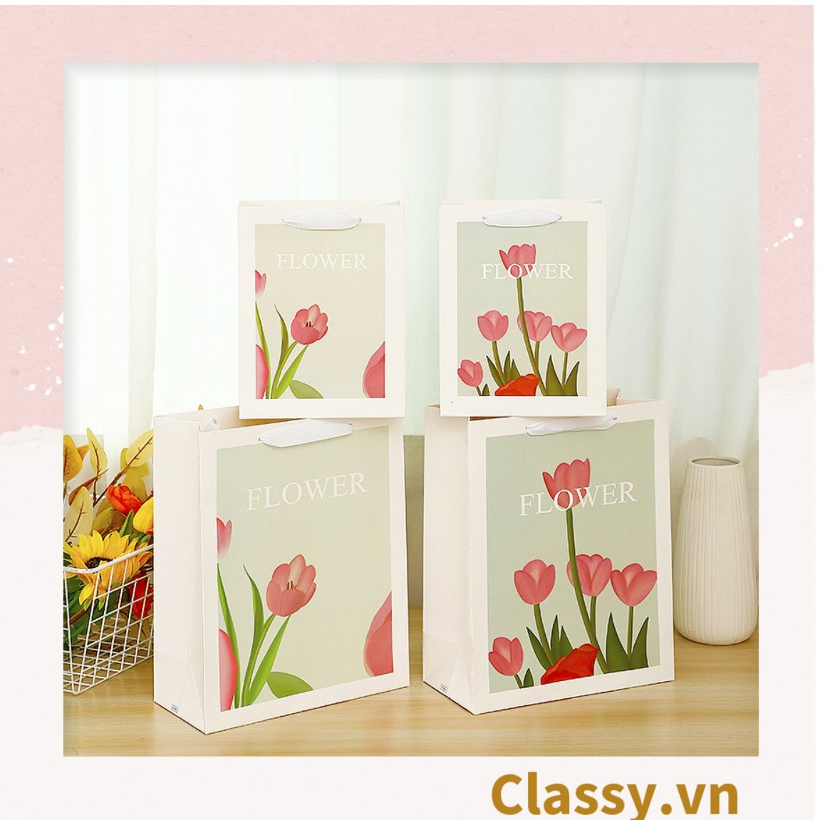  Classy Túi giấy chất liệu dày dặn, quà tặng, đi shopping tiện lợi Q1495 