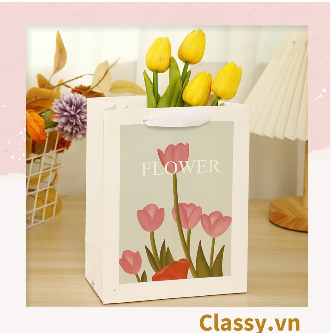 Classy Túi giấy chất liệu dày dặn, quà tặng, đi shopping tiện lợi Q1495