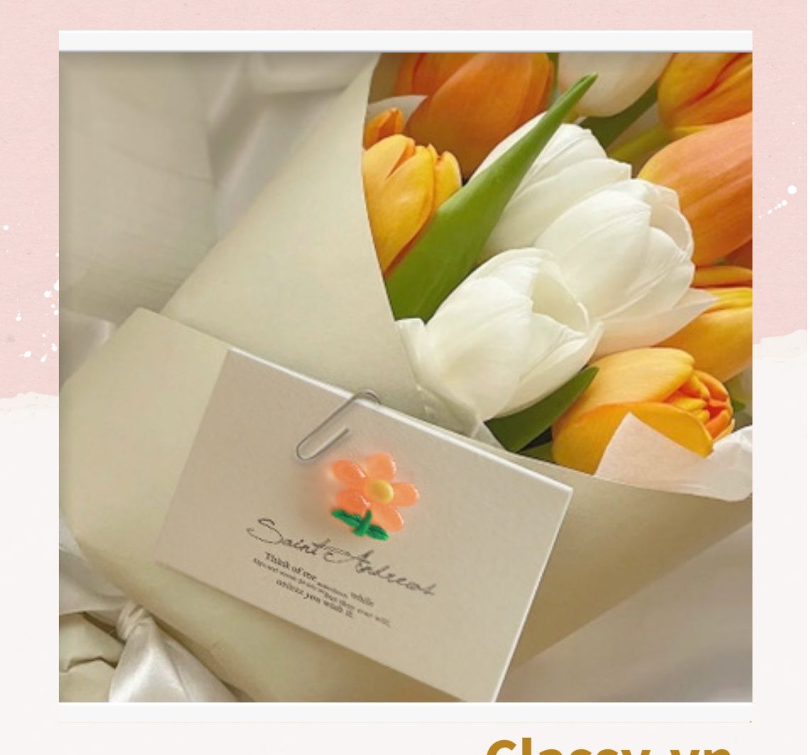Classy Thiệp chúc mừng, thiệp đính hoa nhựa đẹp tinh tế, quà tặng sinh nhật, lễ hội Q1496