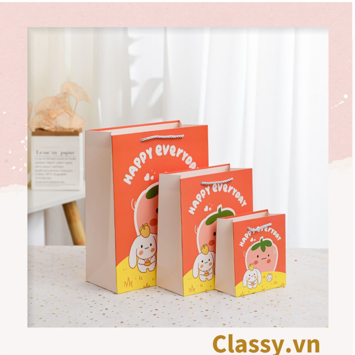 Classy Túi giấy hoa nhiều kích cỡ, phù hợp nhiều dịp sử dụng Q1500