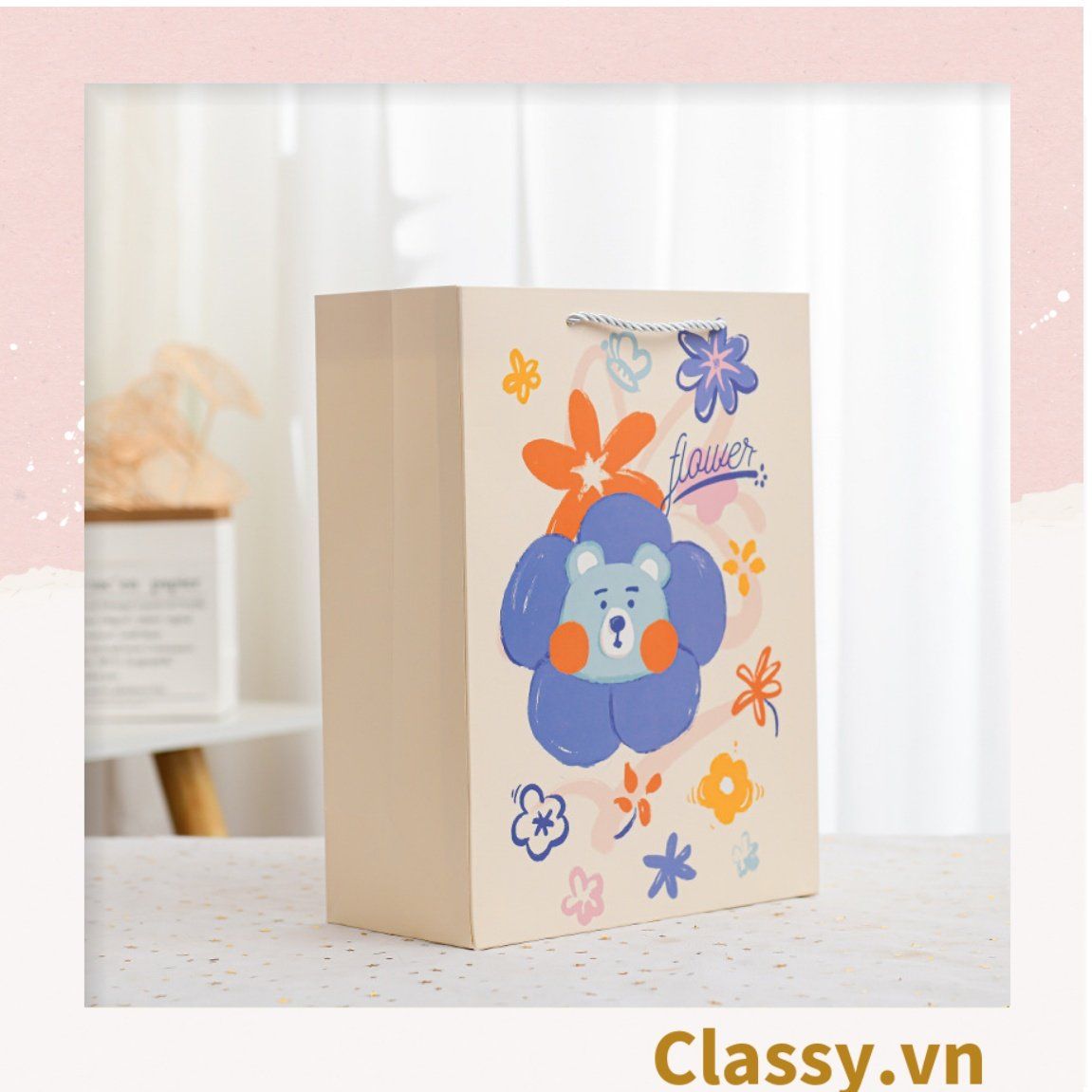Classy Túi giấy hoa nhiều kích cỡ, phù hợp nhiều dịp sử dụng Q1500