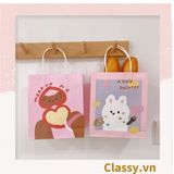  Classy Túi giấy đựng quà kích cỡ 17.5x21x7.5CM họa tiết gấu ngẫu nhiên Q1508 