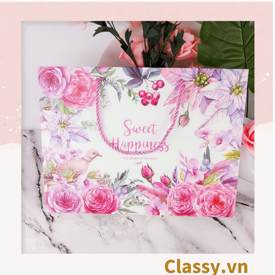 Classy Hộp quà tặng, Túi quà tặng hoa hồng dày dặn, sang trọng Q1546