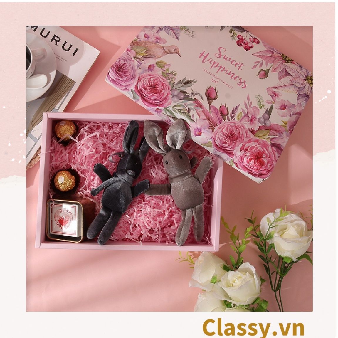 Classy Hộp quà tặng, Túi quà tặng hoa hồng dày dặn, sang trọng Q1546
