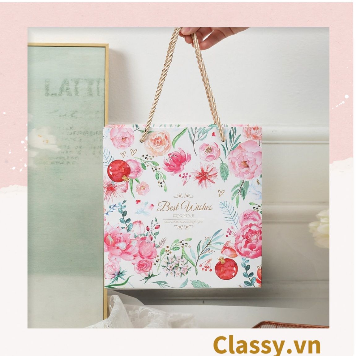 Classy Hộp quà tặng, Túi quà tặng hoa hồng dày dặn, sang trọng Q1546