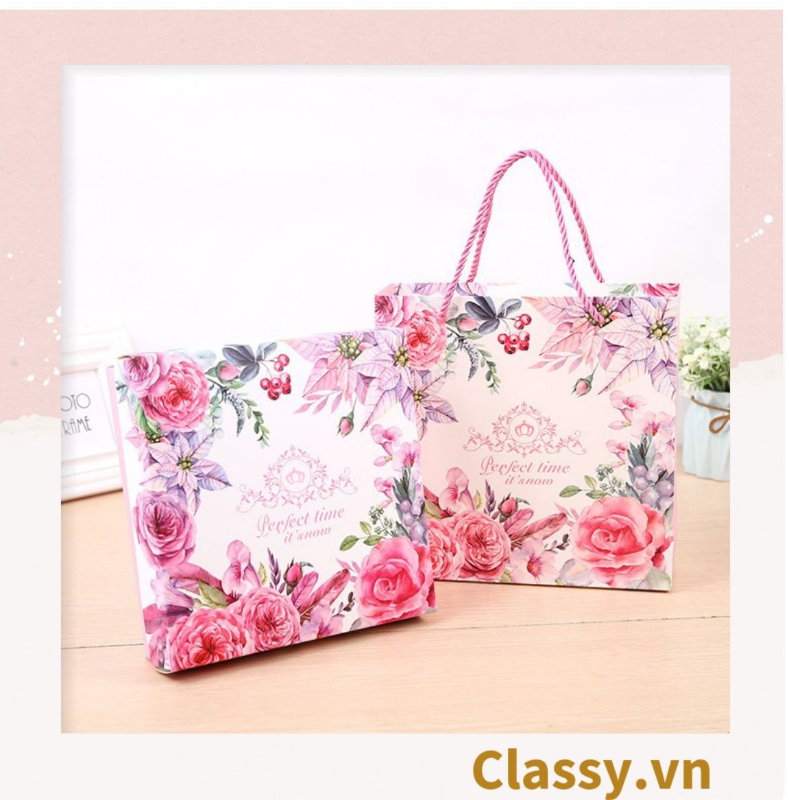 Classy Hộp quà tặng, Túi quà tặng hoa hồng dày dặn, sang trọng Q1546