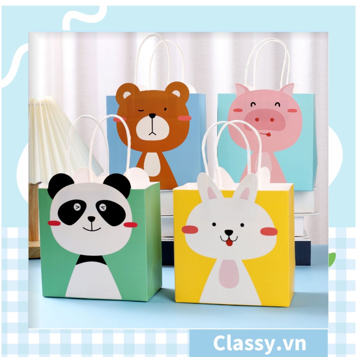 Classy Túi quà tặng, túi giấy quai xách hình con vật siêu dễ thương Q1548