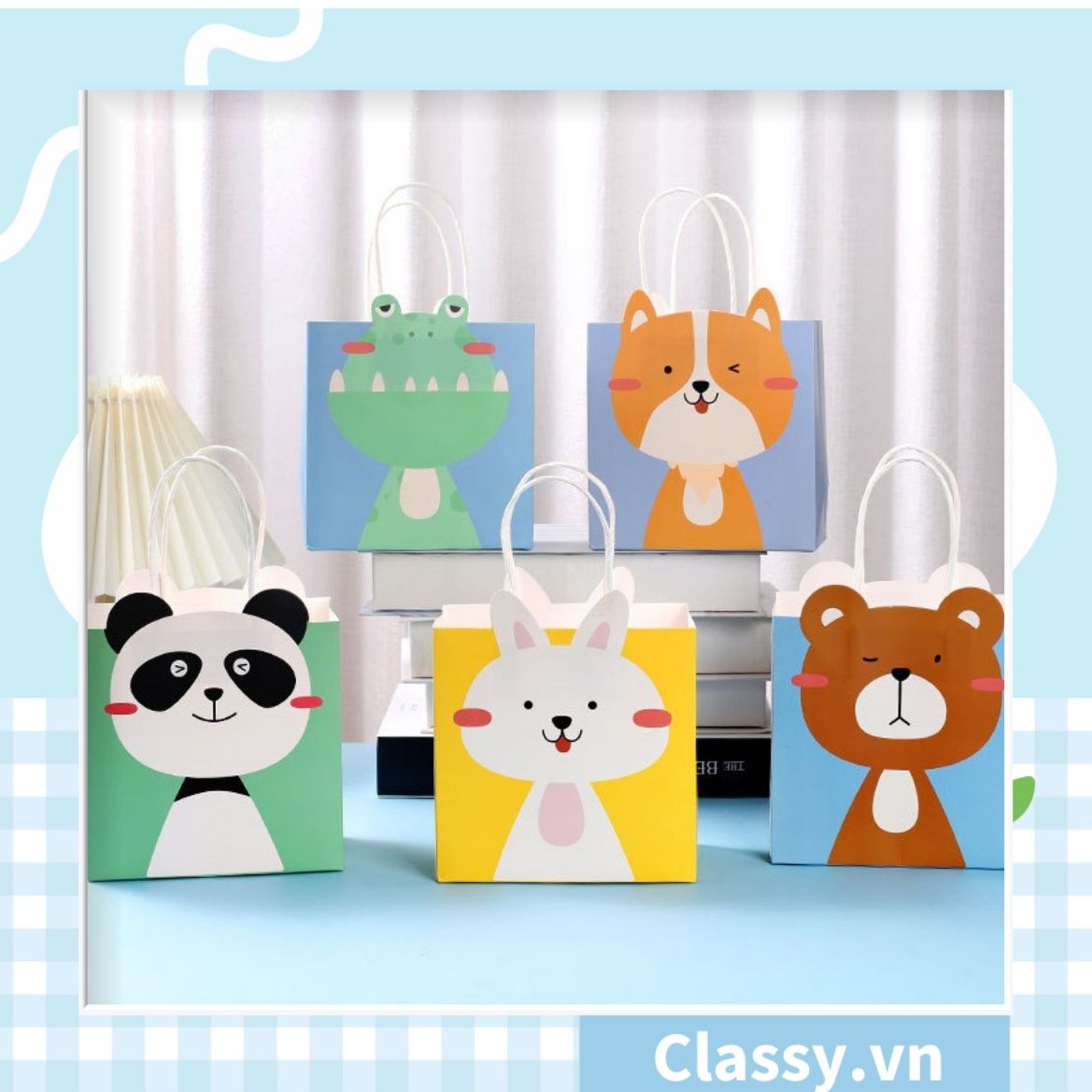 Classy Túi quà tặng, túi giấy quai xách hình con vật siêu dễ thương Q1548