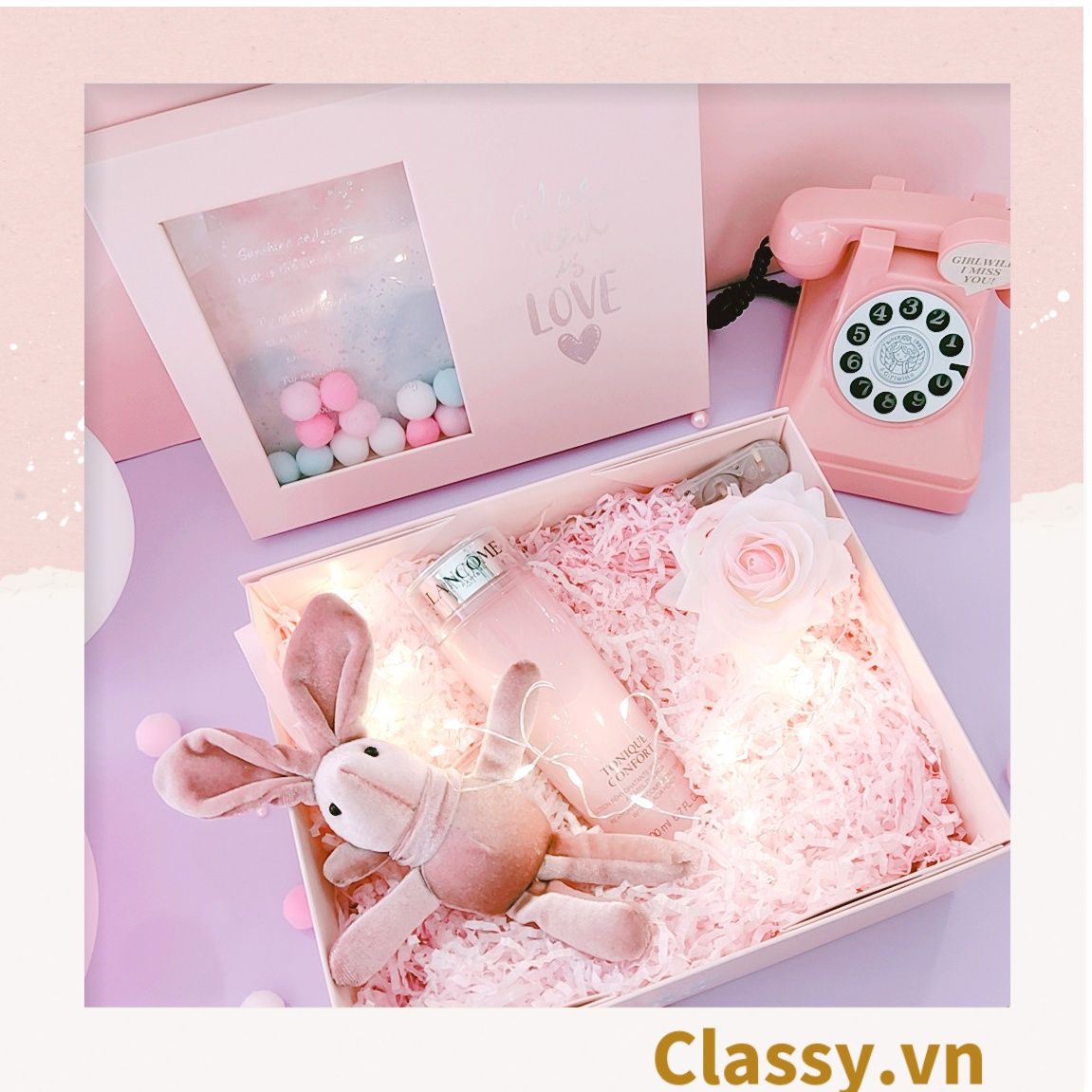 Classy Hộp quà tặng, Túi quà tặng tông hồng dễ thương, quà sinh nhật, kỷ niệm Q1551