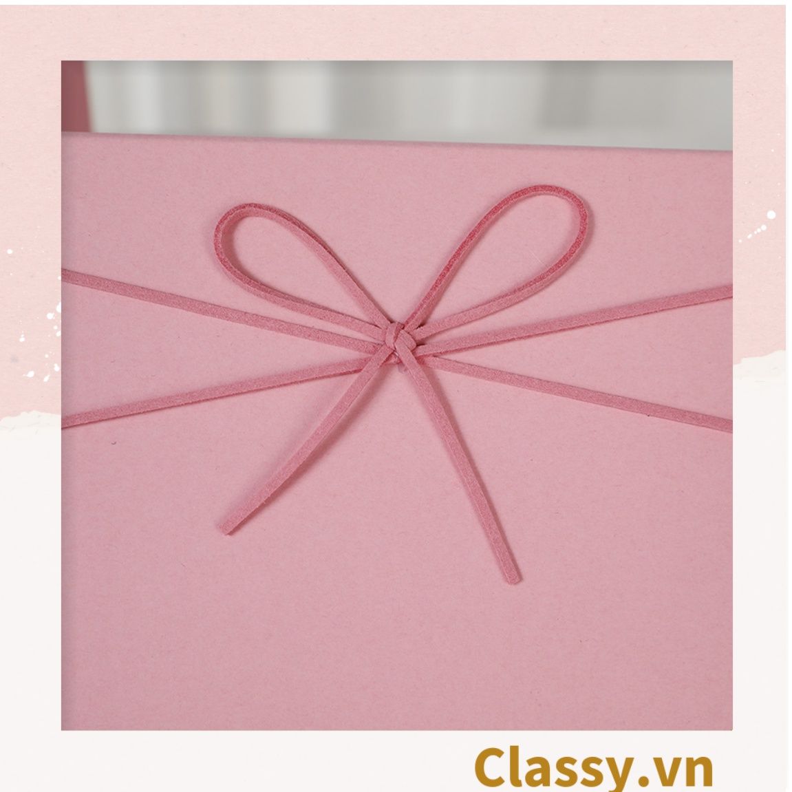 Classy Hộp quà tặng màu hồng trơn, chất liệu giấy cứng cáp Q1557