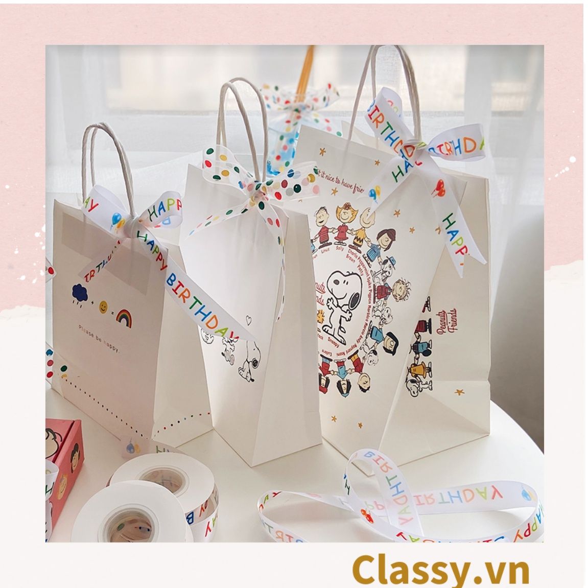 Classy Ruy băng vải dài 1m, chất liệu dày dặn, họa tiết dễ thương Q1636